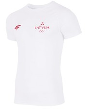 T-shirt - koszulka męska [S4L16-TSMF801] Replika koszulki treningowej męskiej Łotwa Rio 2016 TSMF801 - biały - - 4f.com.pl